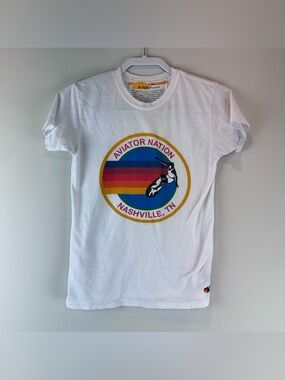 Aviator Nation Kid’s White Nashville Tennessee Short Sleeve Tee Shirt Size 14